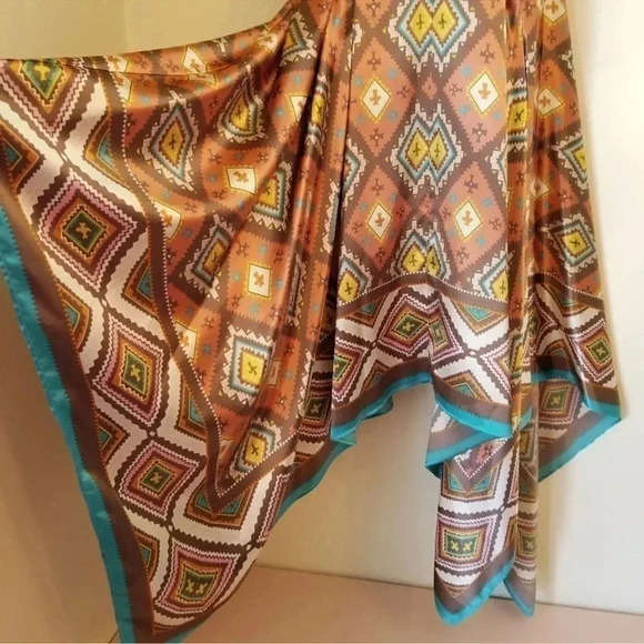 Boston Proper | Handkerchief Hem Sleeveless Aztec Print Dress Size M Medium - Picture 4 of 8